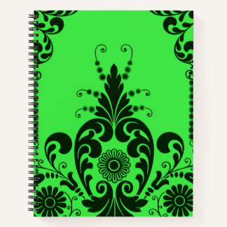 Carnet fleurs vertes et impression de culicues