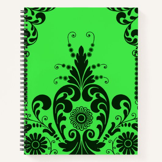 Carnet fleurs vertes et impression de culicues (Devant)