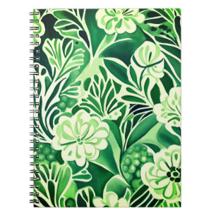 Carnet Fleurs vertes, motif design vintage