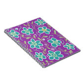 Carnet Fleurs vertes sur design pourpre (Côté Droit)