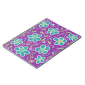 Carnet Fleurs vertes sur design pourpre (Côté gauche)