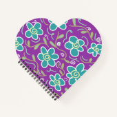 Carnet Fleurs vertes sur design pourpre (Devant)