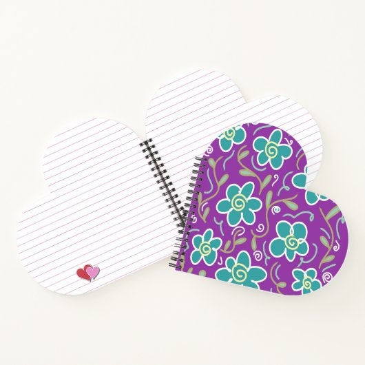 Carnet Fleurs vertes sur design pourpre (Intérieur)