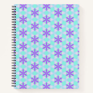 Carnet Fleurs violettes avec Aquamarine et Pétales Roses