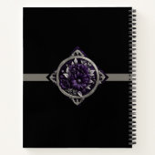 Carnet Fleurs violettes en cadre gothique avec ruban (Dos)
