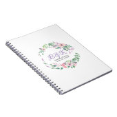 Carnet Fleurs violettes et roses Cadre de couronne (Côté Droit)