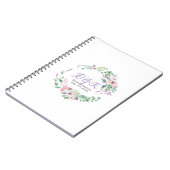 Carnet Fleurs violettes et roses Cadre de couronne (Côté gauche)