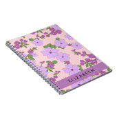 Carnet Fleurs Violettes, Motif De Fleurs, Votre Nom (Côté Droit)