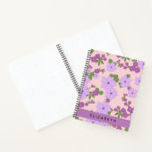 Carnet Fleurs Violettes, Motif De Fleurs, Votre Nom (Intérieur)