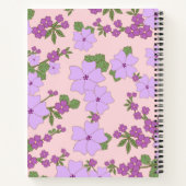 Carnet Fleurs Violettes, Motif De Fleurs, Votre Nom (Dos)