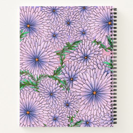 Carnet Fleurs violettes pastel et Feuilles verts (Dos)