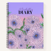 Carnet Fleurs violettes pastel et Feuilles verts (Devant)