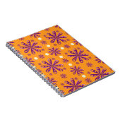 Carnet Fleurs violettes rétro sur fond orange (Côté Droit)