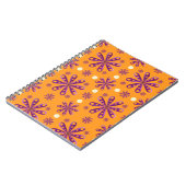 Carnet Fleurs violettes rétro sur fond orange (Côté gauche)