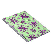 Carnet Fleurs violettes rétro sur fond vert (Côté Droit)