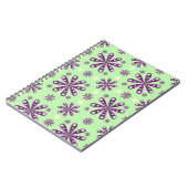 Carnet Fleurs violettes rétro sur fond vert (Côté gauche)