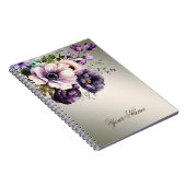 Carnet Fleurs violettes rose Or Élégant (Côté Droit)