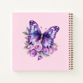 Carnet Fleurs violettes roses papillon (Dos)