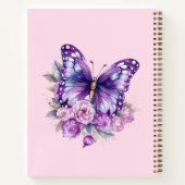 Carnet Fleurs violettes roses papillon (Dos)