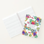 Carnet Fleurs vives et papillons Motif blanc (Intérieur)