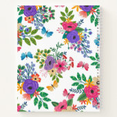 Carnet Fleurs vives et papillons Motif blanc (Dos)
