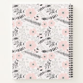Carnet Fleurs Whimsical Moyennées Monogrammes Gris Rose (Dos)