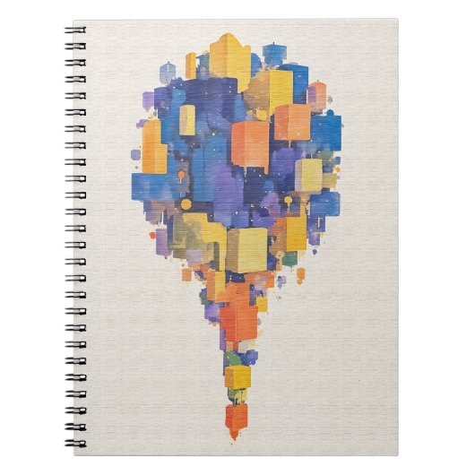 Carnet Floating Abstract City Cubes Watercolor Geometric (Devant)