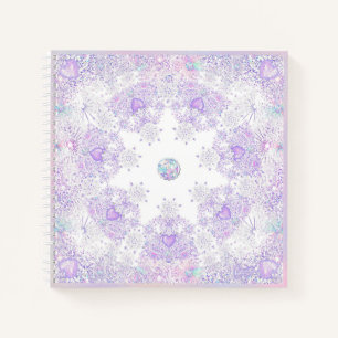 Carnet flocon de neige violet clair et coeur étincelant