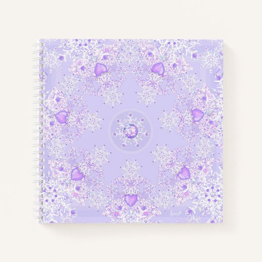 Carnet flocon de neige violet clair et coeur étincelant (Devant)