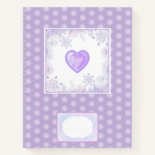 Carnet flocon de neige violet clair et coeur étincelant (Devant)