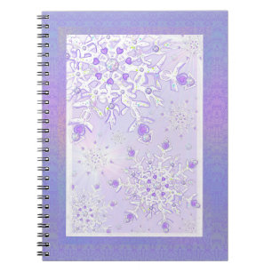 Carnet flocon de neige violet clair et coeur étincelant