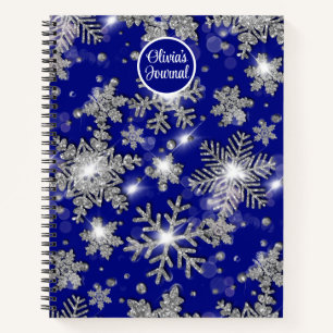 Carnet Flocons de neige bleus, blancs et argentés de Noël