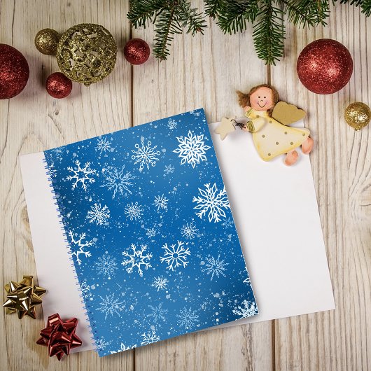 Carnet Flocons de neige bleus Classique Hiver Blanc