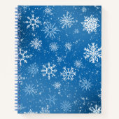 Carnet Flocons de neige bleus Classique Hiver Blanc (Devant)