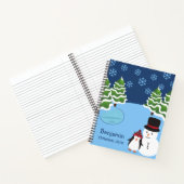Carnet Flocons de Noël avec Manchot et Nom (Intérieur)