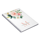 Carnet Floraison d'aquarelle féminine avec monogramme (Côté Droit)