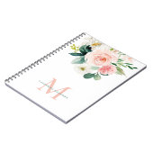 Carnet Floraison d'aquarelle féminine avec monogramme (Côté gauche)