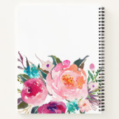Carnet Floraison d'aquarelle féminine avec votre nom (Dos)