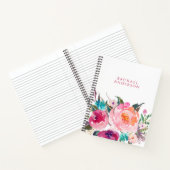 Carnet Floraison d'aquarelle féminine avec votre nom (Intérieur)