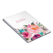 Carnet Floraison d'aquarelle féminine avec votre nom (Côté Droit)