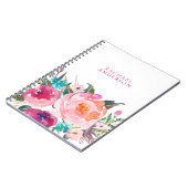 Carnet Floraison d'aquarelle féminine avec votre nom (Côté gauche)