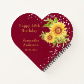 Carnet Floral 40e anniversaire Sunflower Bourgogne Invité (Dos)