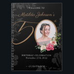 Carnet Floral 50th Birthday Black Gold Photo Guestbook<br><div class="desc">Floral 50th Birthday Black Gold Photo carnet d'or livre d'or. Un livre d'anniversaire fleuri et botanique délicat et féminin. Il présente de belles fleurs autour de la photo de la personne d'anniversaire avec un soupçon de classe vintage! Vous avez besoin d'aide pour cette conception ? Envoyez un message au concepteur...</div>