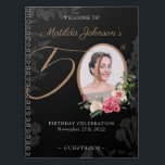 Carnet Floral 50th Birthday Black Gold Photo Guestbook<br><div class="desc">Floral 50th Birthday Black Gold Photo carnet d'or livre d'or. Un livre d'anniversaire fleuri et botanique délicat et féminin. Il présente de belles fleurs autour de la photo de la personne d'anniversaire avec un soupçon de classe vintage! Vous avez besoin d'aide pour cette conception ? Envoyez un message au concepteur...</div>
