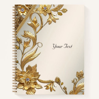 Carnet floral à feuilles ondulées dorées