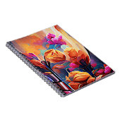 Carnet Floral Abstract Art Orange Red Blue Flowers (Côté Droit)