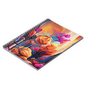 Carnet Floral Abstract Art Orange Red Blue Flowers (Côté gauche)