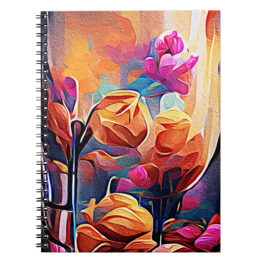 Carnet Floral Abstract Art Orange Red Blue Flowers (Devant)