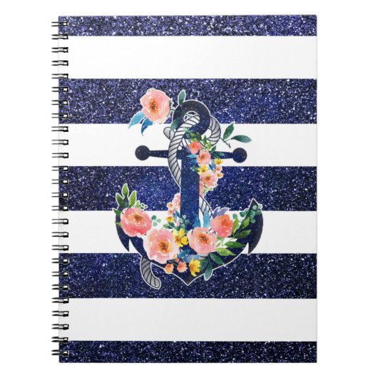 Carnet Floral anchor on striped background (Devant)