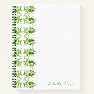 Carnet Floral Aquarelle Vert Nom Personnalisé
